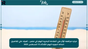 حرارة مرتفعة تؤثر على الملاحة البحرية اليوم في مصر… تعرف على تفاصيل الحالة الجوية اليوم الثلاثاء 12 أغسطس 2025